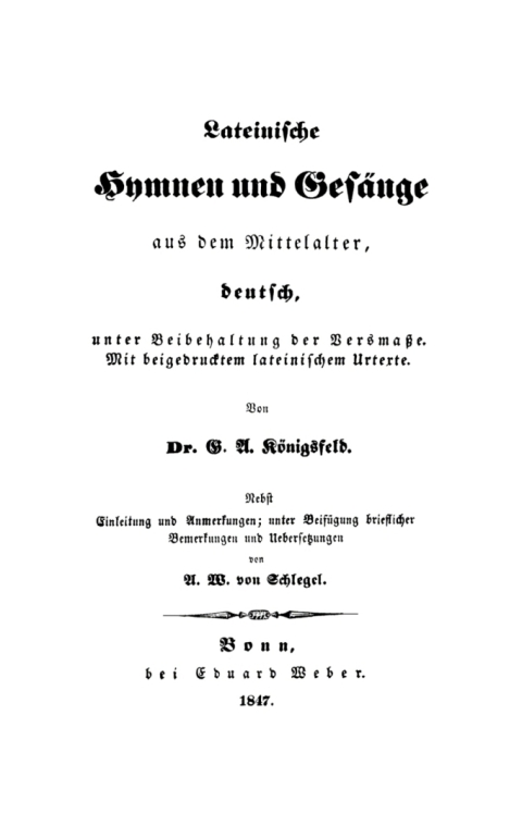 Cover image for book Lateinische Hymnen und Gesänge aus dem Mittelalter, deutsch, unter Beibehandlung der Versmaße