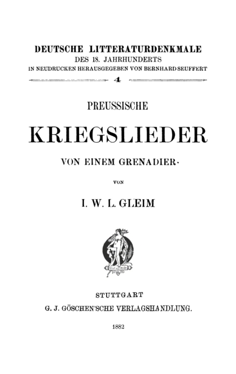 Cover image for book Preussische Kriegslieder von einem Grenadier