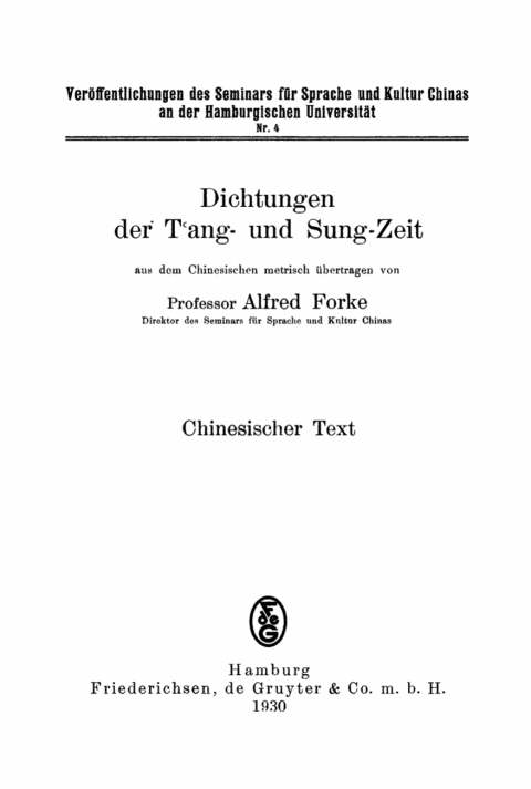 Cover image for book Dichtungen der Tang- und Sung-Zeit