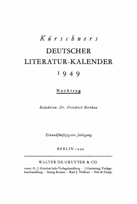 Cover image for book 1949. Nachtrag