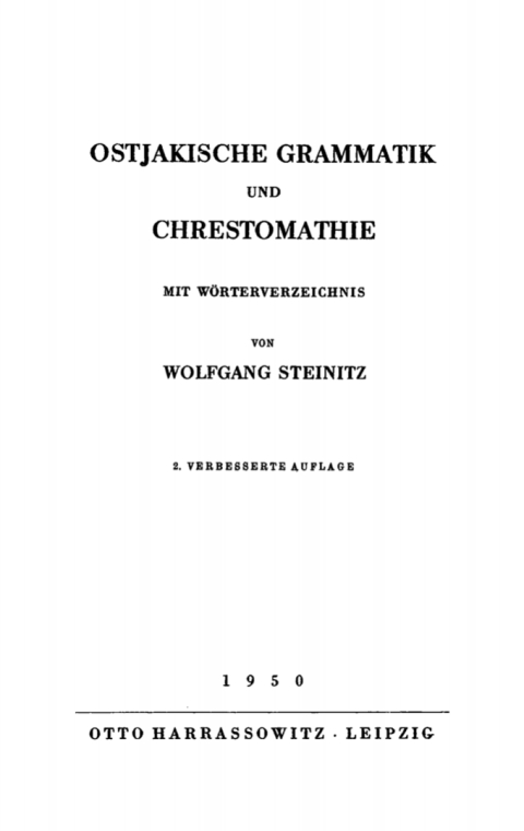 Cover image for book Ostjakische Grammatik und Chrestomathie