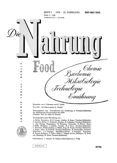 Cover image for book Die Nahrung. Jahrgang 22, Heft 1