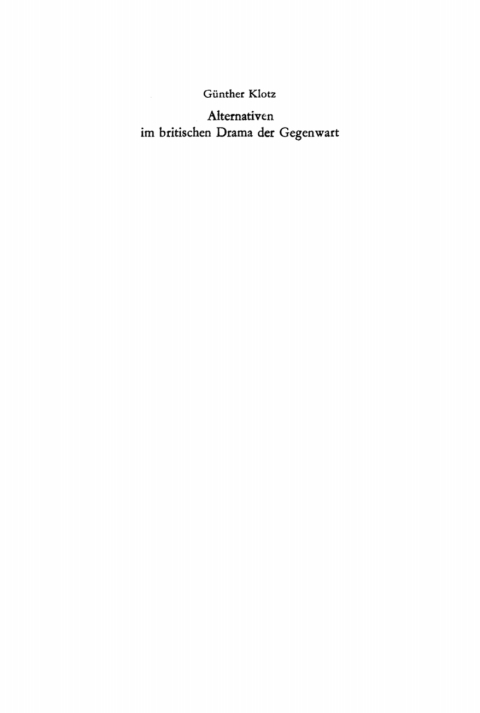 Cover image for book Alternativen im britischen Drama der Gegenwart