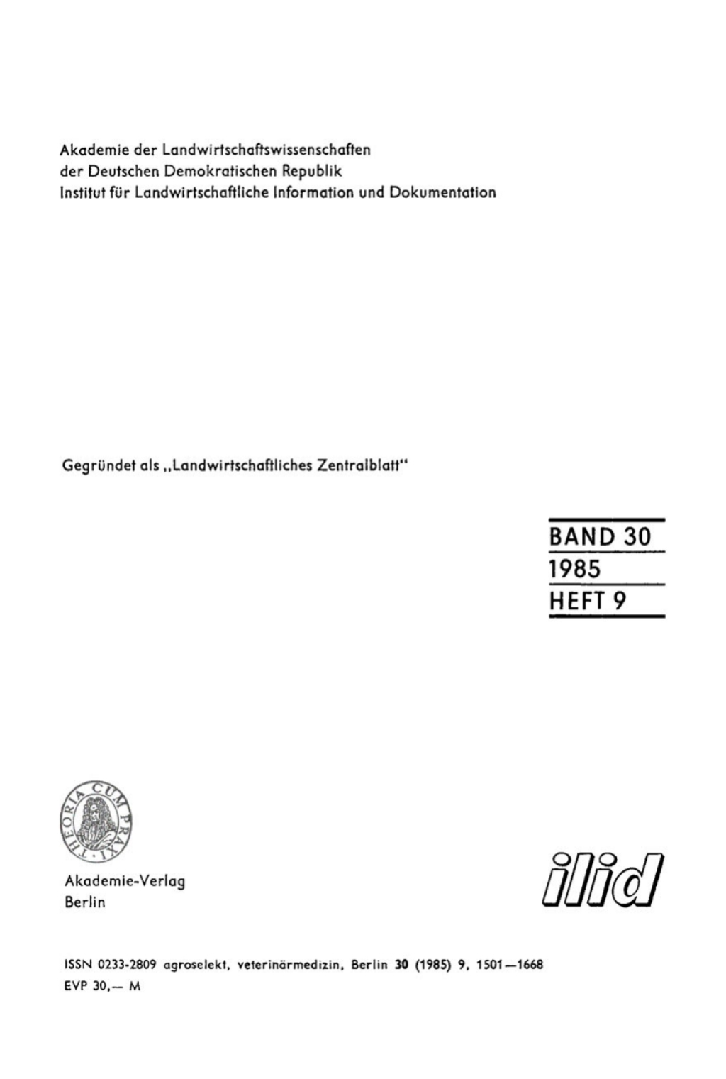 Page Fidelity Agroselekt. Reihe 4: Veterinärmedizin. Band 30, Heft 9; $148.73