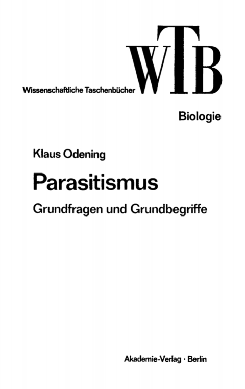 Cover image for book Parasitismus