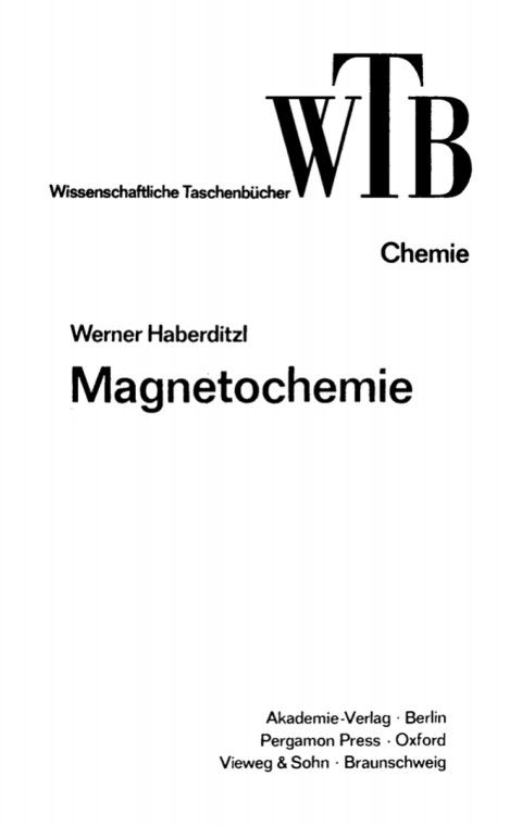 Cover image for book Magnetochemie