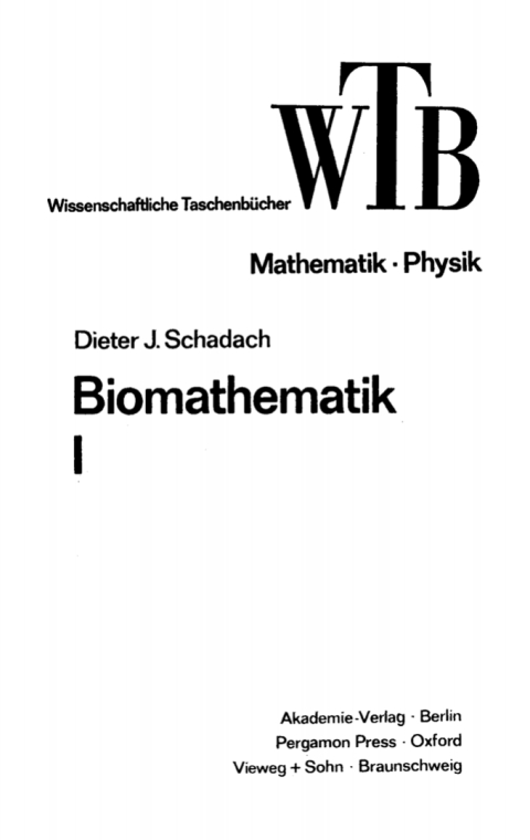 Cover image for book Biomathematik I