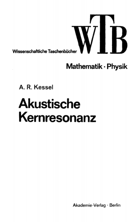 Cover image for book Akustische Kernresonanz