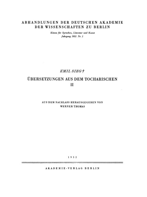 Cover image for book Übersetzungen aus dem Tocharischen II