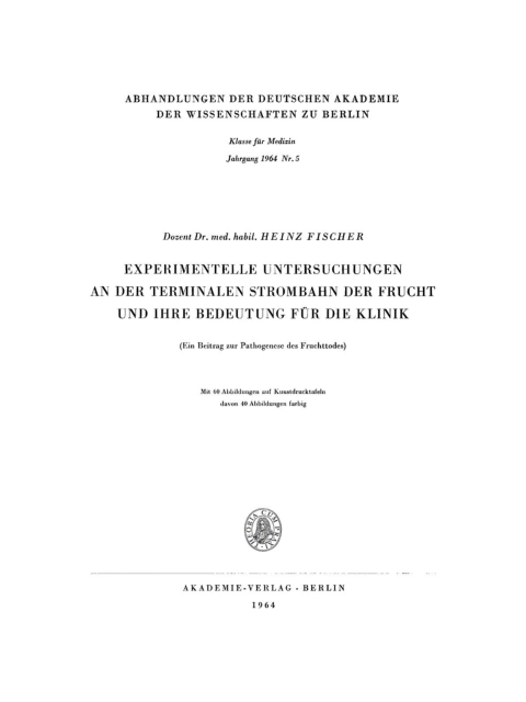 Cover image for book Experimentelle Untersuchungen an der Terminalen Strombahn der Frucht und ihre Bedeutung für die Klinik