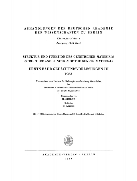 Cover image for book Struktur und Funktion des Genetischen Materials / Structure and Function of the Genetic Material