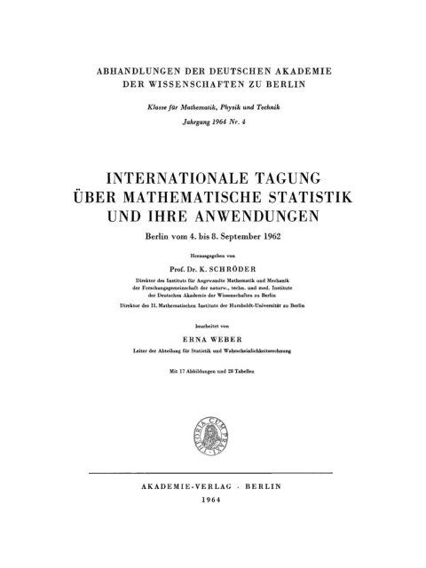 Cover image for book Internationale Tagung über mathematische Statistik und ihre Anwendungen