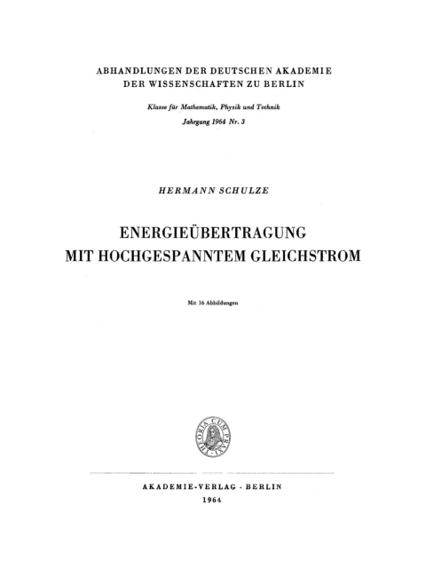 Cover image for book Energieübertragung mit hochgespanntem Gleichstrom