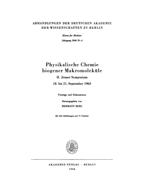 Cover image for book Physikalische Chemie biogener Makromoleküle