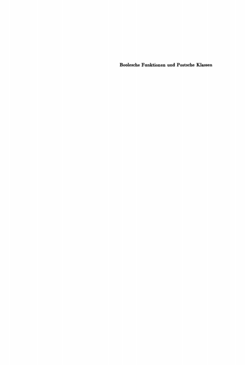 Cover image for book Boolesche Funktionen und Postsche Klassen