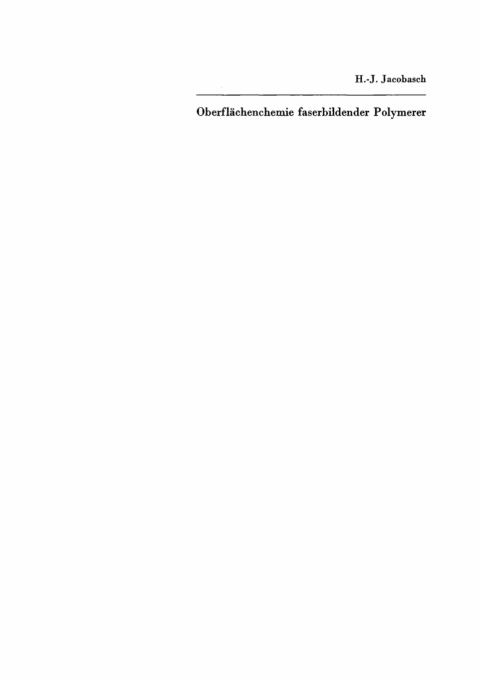 Cover image for book Oberflächenchemie faserbildender Polymerer