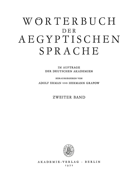 Cover image for book Wörterbuch der aegyptischen Sprache. Band 2