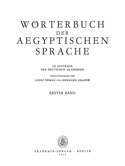 Cover image for book Wörterbuch der aegyptischen Sprache. Band 1
