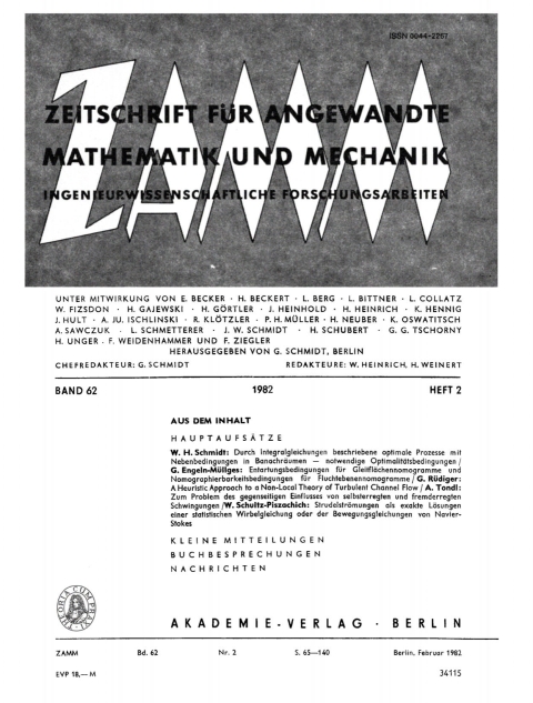 Cover image for book Zeitschrift für Angewandte Mathematik und Mechanik. Band 62, Heft 2
