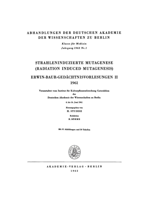 Cover image for book Strahleninduzierte Mutagenese (Radiation Induced Mutagenesis)
