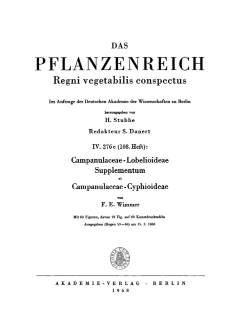 Cover image for book IV. 276c. Campanulaceae-Lobelioideae : Supplementum et Campanulaceae-Cyphioideae