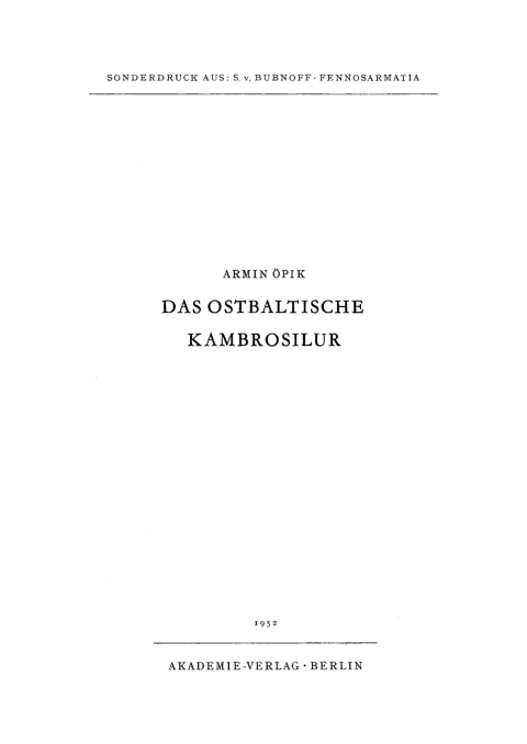 Cover image for book Das ostbaltische Kambrosilur