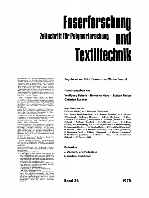 Cover image for book Faserforschung und Textiltechnik. Band 26, Heft 1