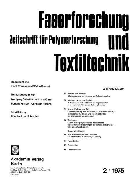 Cover image for book Faserforschung und Textiltechnik. Band 26, Heft 2