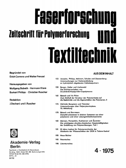 Cover image for book Faserforschung und Textiltechnik. Band 26, Heft 4