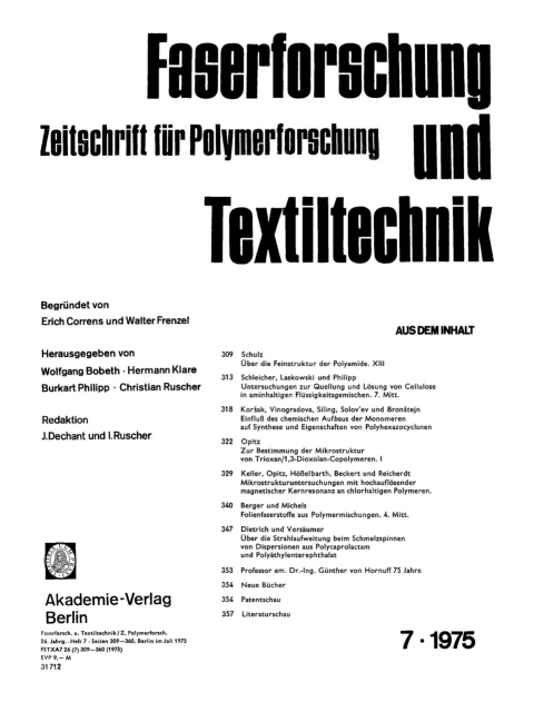 Cover image for book Faserforschung und Textiltechnik. Band 26, Heft 7