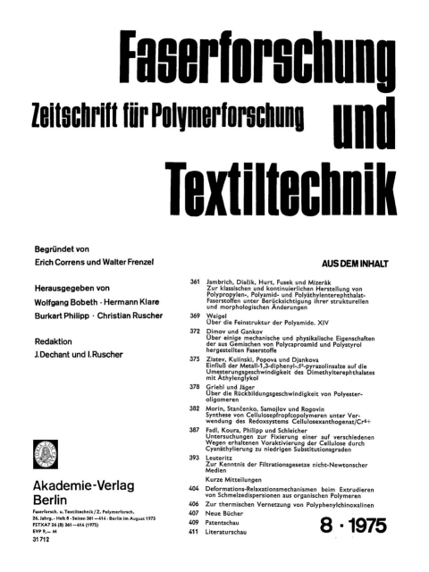 Cover image for book Faserforschung und Textiltechnik. Band 26, Heft 8