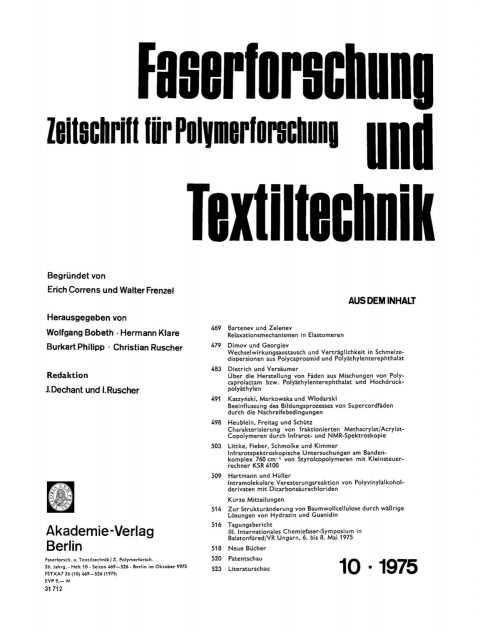Cover image for book Faserforschung und Textiltechnik. Band 26, Heft 10