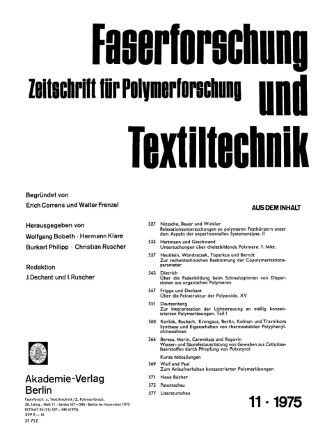 Cover image for book Faserforschung und Textiltechnik. Band 26, Heft 11