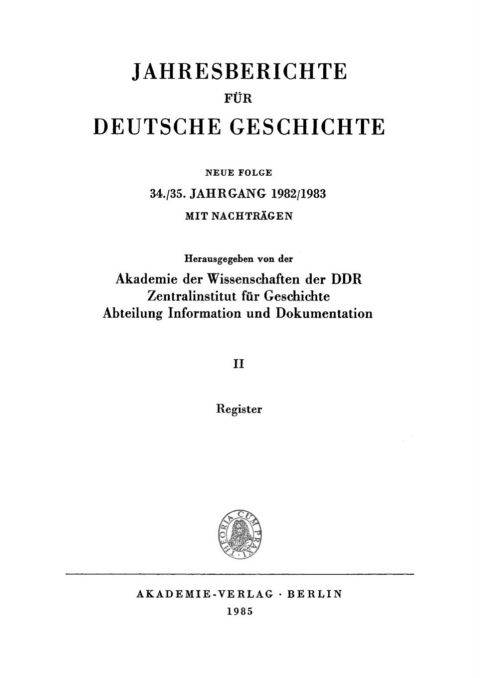 Cover image for book Teil 2. Register