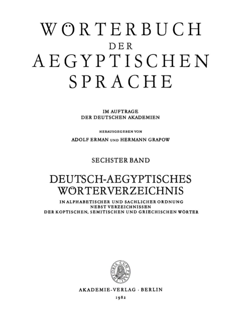 Cover image for book Deutsch-aegyptisches Worterverzeichnis