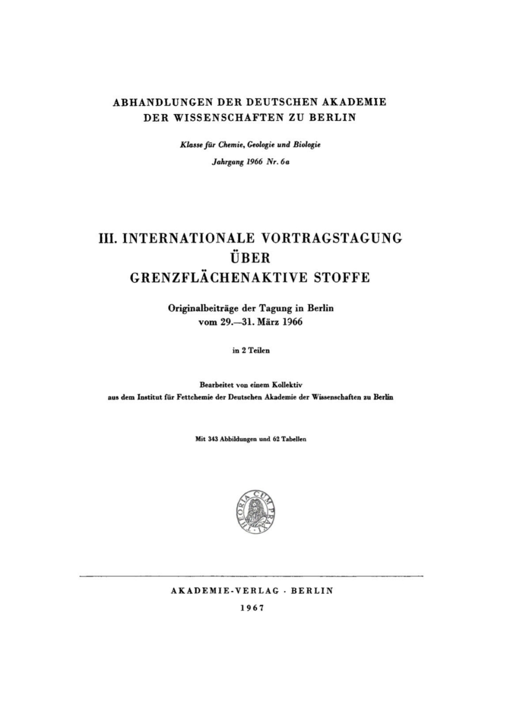 Page Fidelity III. Internationale Vortragstagung über Grenzflächenaktive Stoffe; $202.01