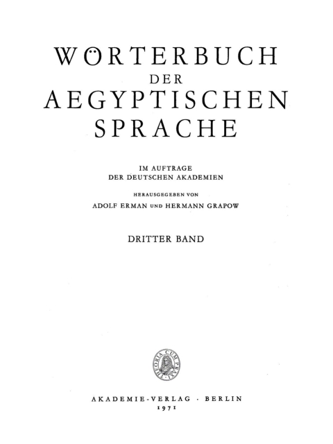 Cover image for book Wörterbuch der aegyptischen Sprache. Band 3