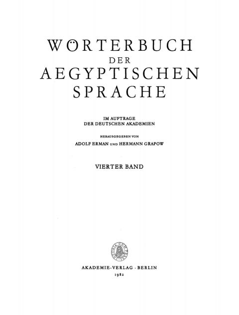Cover image for book Wörterbuch der aegyptischen Sprache. Band 4