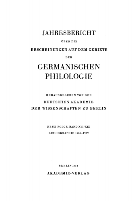 Cover image for book Bibliographie 1936–1939