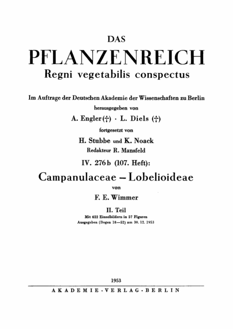 Cover image for book IV. 276b Campanulaceae – Lobelioideae, Teil 2