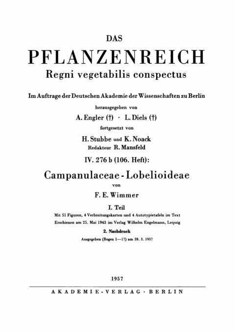Cover image for book IV. 276 b. Campanulaceae-Lobelioideae, Teil 1