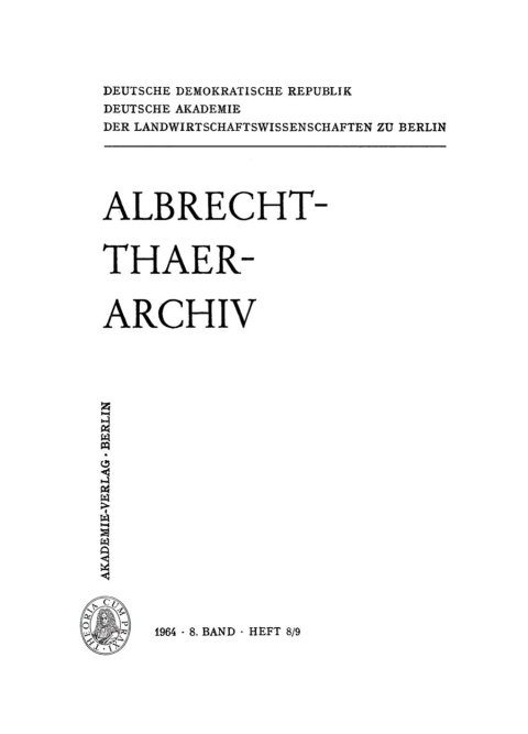 Cover image for book Albrecht-Thaer-Archiv. Band 8, Heft 8/9