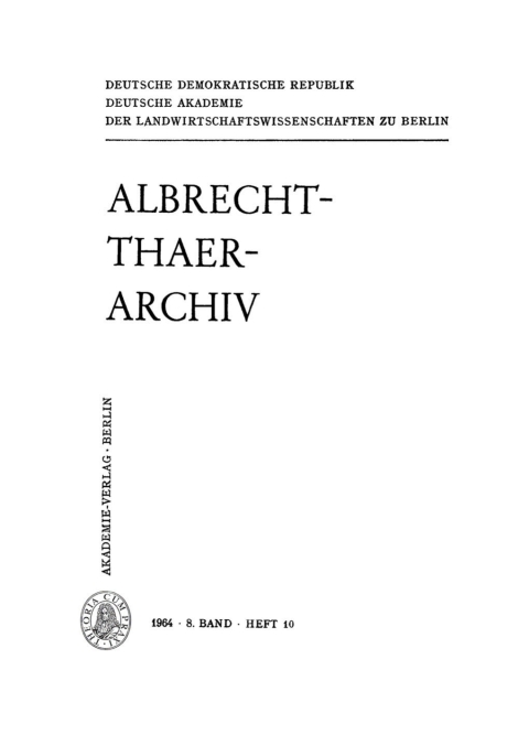 Cover image for book Albrecht-Thaer-Archiv. Band 8, Heft 10