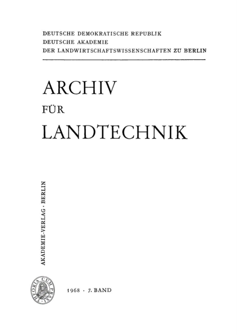 Cover image for book Archiv für Landtechnik. Band 7, Heft 1