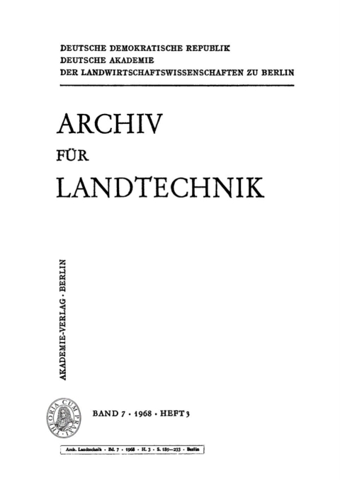 Cover image for book Archiv für Landtechnik. Band 7, Heft 3