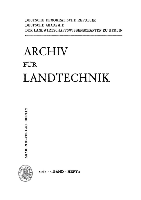 Cover image for book Archiv für Landtechnik. Band 5, Heft 2