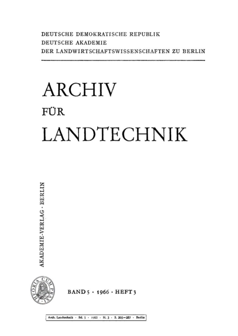 Cover image for book Archiv für Landtechnik. Band 5, Heft 3