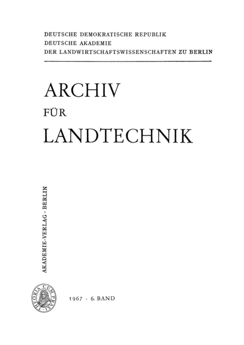 Cover image for book Archiv für Landtechnik. Band 6, Heft 1