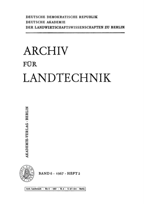Cover image for book Archiv für Landtechnik. Band 6, Heft 2
