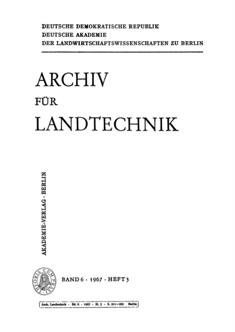 Cover image for book Archiv für Landtechnik. Band 6, Heft 3